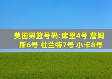 美国男篮号码:库里4号 詹姆斯6号 杜兰特7号 小卡8号